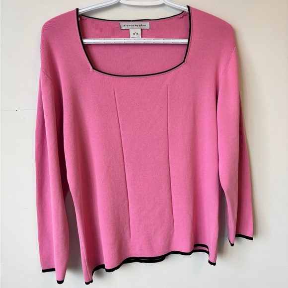 Vintage Pink Boxy Blouse with Black Accents - Picture 2 of 7
